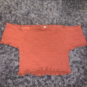 Rusty-Orange cropped off the shoulder top